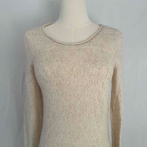 Moth Neutrals Fringe Trim Long Sleeve Pullover Sweater Womens XS - Picture 2 of 15